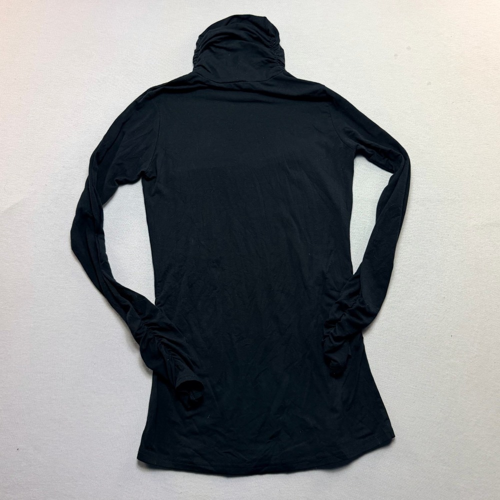 Line Eight Turtleneck Top Women Medium Black Excellent Ruched Long Sleeve - Picture 2 of 8